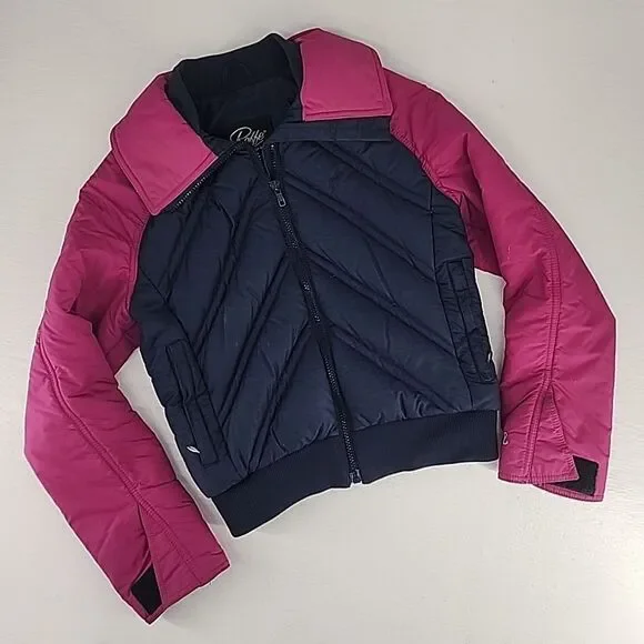 Vintage Roffe Size XS/S| Retro 80s Quilted Puffer Ski Jacket Fuscia Navy - Picture 2 of 8